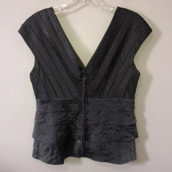 Adrianna Papell 2 Piece Formal Dress Top and Full Length Skirt Grey Metallic - Picture 4 of 13